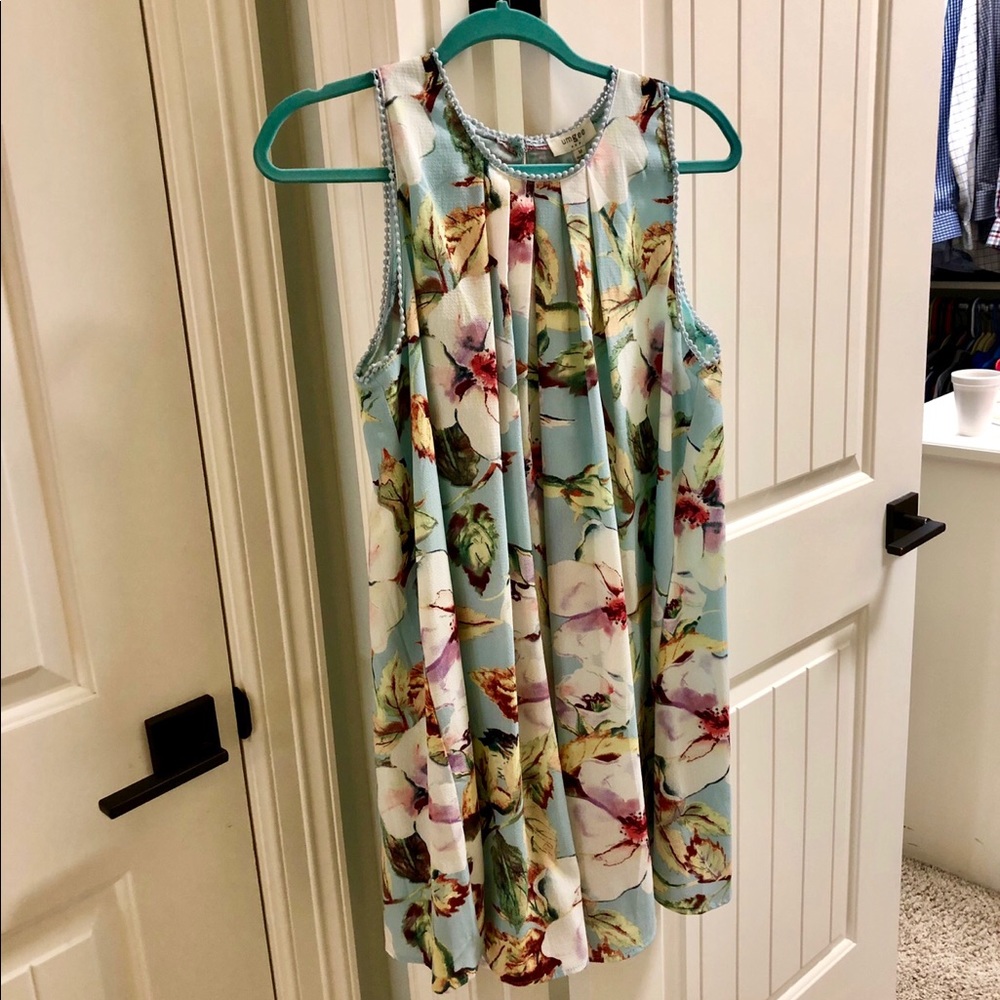 BEAUTIFUL BLUE FLORAL ALINE DRESS